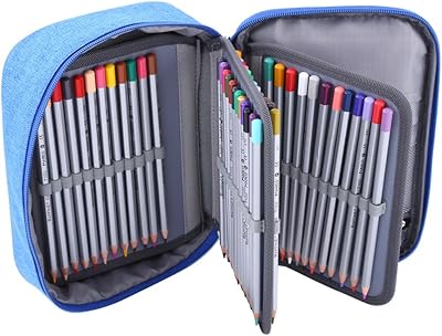 Colorful pencil bag with 3 -layers of large capacity Wallfront, 72 locations for pencils with multifunction zipper to draw and sketch, blue, modern.. DIAYTAR NIGERIA combines extensive variety with budget-friendly prices and prompt nationwide delivery.