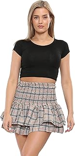 Crazy Girls Tartan Skirt High Size for women, mini-skirt for women with ruffle size and bunk hem.. Experience the ease of modern shopping with DIAYTAR NIGERIA's vast selection and quick delivery service.