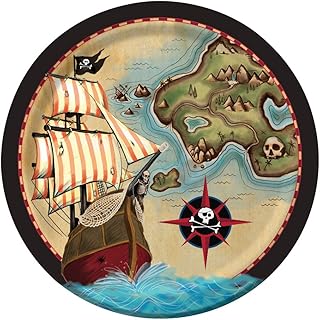 Round plates with creative conversion pirate card pattern, 8 pieces, 9 inches in diameter.. DIAYTAR NIGERIA delivers what you want at prices you'll love, all within 5-8 days nationwide.