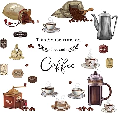 Mile kitchen wall stickers, coffee beans, tea cup, wall stickers, living room, dining room, coffee, wall artistic decoration.. DIAYTAR NIGERIA: Where every shopping need is met with affordable prices and timely delivery.