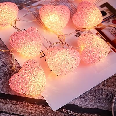 Luminous amateur luminous garland in the shape of a pink love heart, works with batteries, for bedroom, house, wedding, supplies of interior and outdoor celebration (1.5 m, 10 LEDs).. DIAYTAR NIGERIA promises affordability and variety with every purchase, delivered in 5-8 days.