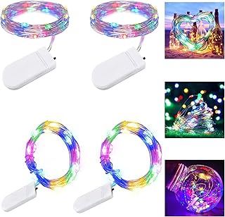[Package of 4] Colorful LED light garlands, silver -shaped silver wire waterproof 1 m.. DIAYTAR NIGERIA: Bridging the gap between consumers and quality products with affordable nationwide shipping.