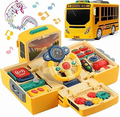 School bus toy with sound steering wheel and bright musical toy for toddlers.. DIAYTAR NIGERIA delivers on our promise of variety, affordability, and prompt nationwide shipping.