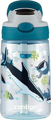 CONTIGO Water bottle for children with reddened automatic beak straw, 14 oz, shark pattern.. DIAYTAR NIGERIA delivers more than products - we deliver affordable solutions within the week.