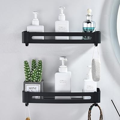 Wall storage shelves for bathrooms, black shower support, metal shower shelf without drilling, basket and bathroom shelf, adhesive support, anti -rust (2 layers).. Your daily needs delivered to your door — DIAYTAR Nigeria style.