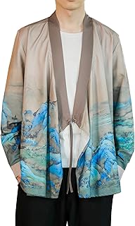 Japanese Kimono jacket for men, relaxed, seven -rounds, open on the front, light, printed yukata, outdoor jacket.. DIAYTAR NIGERIA delivers what matters - quality, affordability, and prompt nationwide shipping.