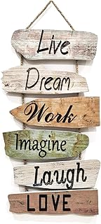 Rustic wooden wall panel (living, dreaming, making, imagining, laughing, loving) wooden wall decoration for home decoration.. Shop confidently with DIAYTAR NIGERIA, offering affordable prices and reliable delivery within a week.