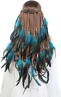 Bohemian -style feathered headband, luxury feather elastic band for Indian gypsy party, 1970s.. Shop across categories at DIAYTAR NIGERIA and enjoy budget-friendly nationwide shipping in 5-8 days.