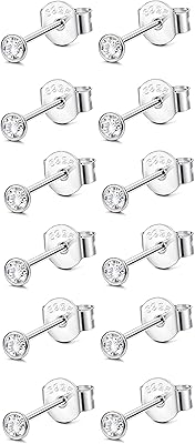 6 pairs of earrings women silver 925 women men girls 2 mm cubic zircon Cartilage tragus small earrings Silver 925, zircon.. From office supplies to fashion — DIAYTAR Nigeria brings it fast.