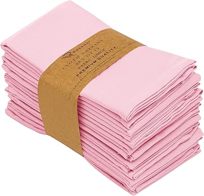 Set of 12 towels in roofta fabric, 18 x 18 inches, washable fabric towels, soft, durable, absorbent, cotton mixture. Table towels for hotels, lunches, restaurants, weddings and parties - Rose.. DIAYTAR NIGERIA: Where shopping meets satisfaction with affordable prices and reliable 5-8 day shipping.