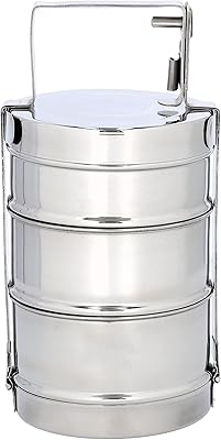 Lunch Bombay Tiffin 3 -layer, stainless steel, RF10558 - Tiffin box for office use, students, women men, girls, traditional tiffin boxes.. DIAYTAR NIGERIA combines affordability, variety, and convenience with nationwide delivery services.