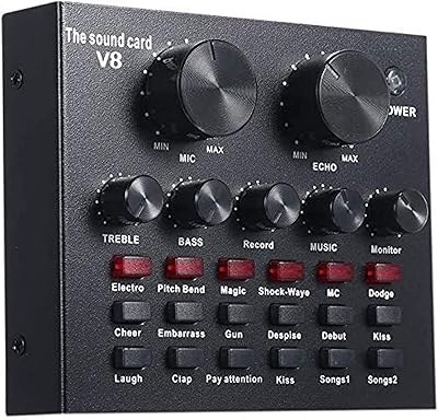 Mulugeta V8 Live Multifunction Sound Card, Adjustable USB USB audio interface, audio synthesizer card for voice recording and accommodation.. Shop efficiently with DIAYTAR NIGERIA, offering thousands of products at unbeatable prices delivered promptly.
