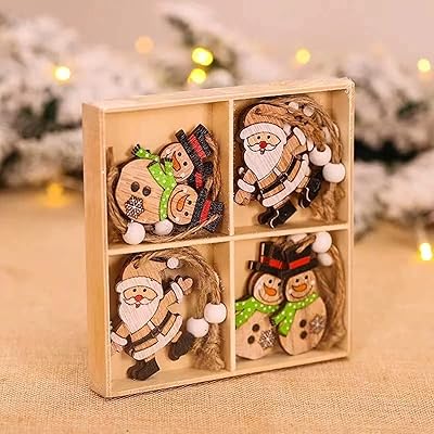 12 pieces Kit of Christmas decorations in durable and ecological wood Santa Claus snowman Christmas tree set of wooden hanging ornaments Christmas decoration with wooden storage box.. DIAYTAR NIGERIA makes online shopping accessible to all with budget-friendly prices and reliable delivery.