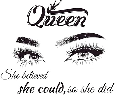 3 sheets of wall stickers in removable vinyl inspiring quote "she thought she could do it, so she did it" Magnificent design of lady eyelashes (classic style).. The best online shopping experience in Nigeria — DIAYTAR delivers it all.