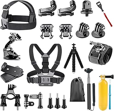 Accessories kit for action camera 23 in 1 compatible with Gopro Hero 11/10/9/8/7/6/5/4, Gopro Max, Gopro Fusion, Insta360, Dji Osmo Action/Action 2, Akasu and Plus.. DIAYTAR NIGERIA: Bringing quality products to your doorstep at prices that won't break the bank.