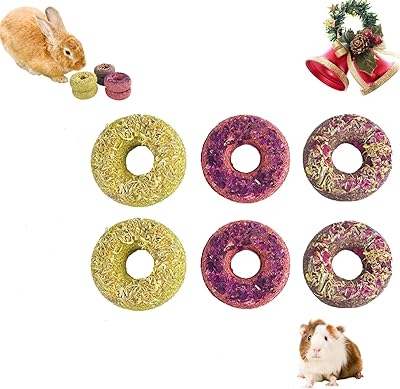6 pieces toy toy in the shape of a fully natural donut for rabbits, intestines and teeth, healthy toys for guinea pigs/rabbit, guinea pig rabbit, chinchilla and hamster.. DIAYTAR NIGERIA: Empowering Nigerians with access to affordable products delivered within 8 days.