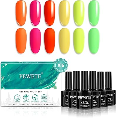 Set of nail polish beauty gel 6 colors light orange light purple light yellow green 7.5 ml set of nail polish summer gel with UV hardening.. DIAYTAR NIGERIA: Bridging the gap between consumers and quality products with affordable nationwide shipping.