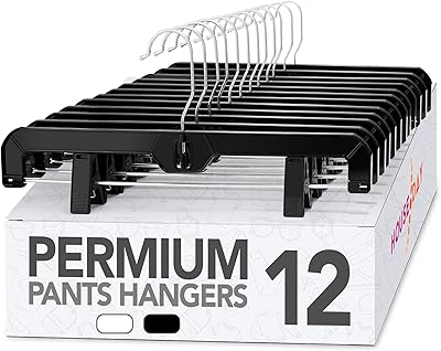 House Day hangers for pants package of 12 hangers for skirts with clips for plastic pants of 14 inch 360 ° rotary stainless steel clips, hangers with adjustable clips, hangers for pants, skirts, jeans, pants (black).. DIAYTAR NIGERIA brings the marketplace to your home with budget-friendly prices and nationwide delivery.