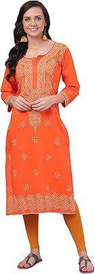Tunic Kurta long embroidered in hand in cotton Indian chikankari for women A149691.. Shop like never before with DIAYTAR NIGERIA's comprehensive marketplace and budget-friendly shipping.