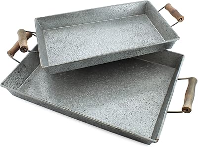 Galvanized Oldhome Design Galvanislands (lot of 2, small and medium); Rectangular trays with handfuls for rustic decoration.. Transform your online shopping experience with DIAYTAR NIGERIA's affordable and diverse marketplace.