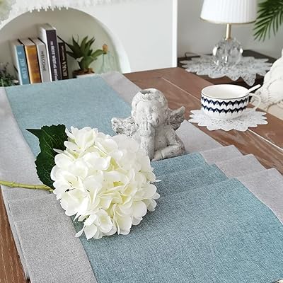 Table runner embroidered double -sided with simple blue, gray, beige and brown for the house, the kitchen, outdoor meals (blue + gray, 40x180 cm).. For everyday items and more, trust DIAYTAR Nigeria.