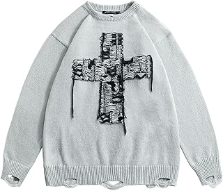 Yoiqi shirts dressed for men, crossed knitting sweater embroidered sweater thick grandfather sweater ugly girl (color: gray, size: xl).. Shop smarter with DIAYTAR Nigeria — affordable prices and a wide product range delivered in just 5 to 8 days.