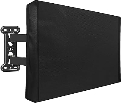 Outdoor TV cover from 55 to 58 inches with integrated lower lid and distance storage, microfiber fabric resistant to weathering and dust.. DIAYTAR NIGERIA: Where affordability meets reliability with thousands of products delivered promptly.