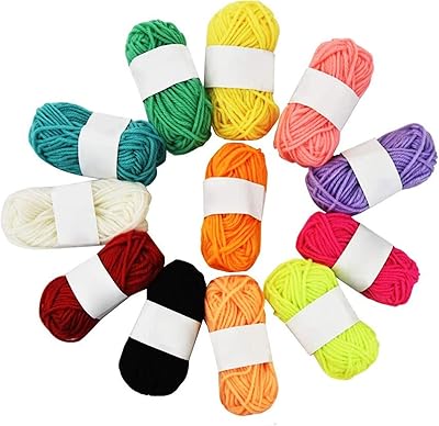 Glitz 12 pieces of cotton wire for crochet knit, thick wool to knit in soft hand for crafts beginner 10g (random color).. Shop smarter, not harder with DIAYTAR NIGERIA - thousands of products at your fingertips with affordable delivery.