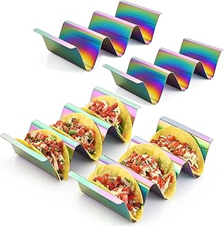 Set of 4 taco supports-tacos support in stainless steel in tray style, oven for cooking, dishwasher and grill.. DIAYTAR NIGERIA: Where countless products meet affordable prices and reliable nationwide shipping.