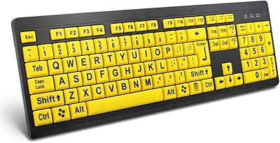 Boogii computer keyboard with large characters, high -contrast usb keyboard with large characters in large characters for visually impaired people (yellow + black).. Fast, easy, and affordable — that’s shopping the DIAYTAR Nigeria way.