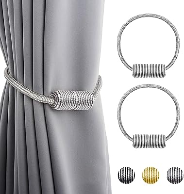 A & M Magnetic Curtains 2 Simple and durable modern design 2 -piece with powerful magnet, clip hooks for transparent blackout decorative accessories (gray + white, 2).. DIAYTAR NIGERIA revolutionizes access to quality products with affordable prices and dependable shipping.