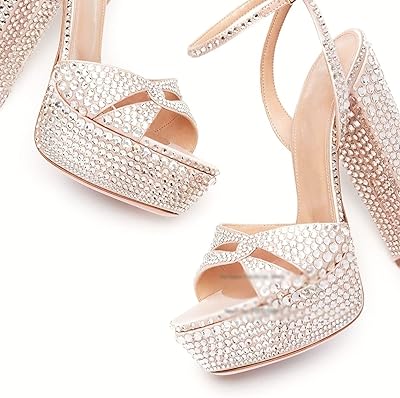 Melphi Women Heels Emerald Green Sandals Women Luxury Rhinestone Chunky Platform Wedding Shoes Boucle Dress Dress (Color: White, Size: 39).. Make every purchase count with DIAYTAR Nigeria — shop smart, shop fast.