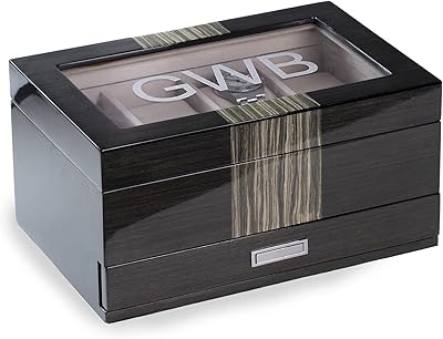 Watches box 8 "Bey Berk \" Wenge \ "with glass top, drawer for cuff buttons and pens... Experience the ultimate in shopping convenience with DIAYTAR NIGERIA's vast catalog and 5-8 day delivery.