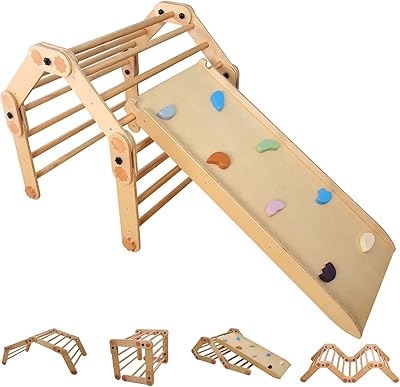 Lekehway 8 in 1 climbing triangle with ramp, Montessori climbing triangle foldable in wood (wood).. Shop with intention at DIAYTAR NIGERIA, offering thousands of products delivered nationwide in days.