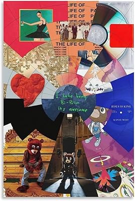 Poster of all Kanye West albums for bedroom, art print on aesthetic canvas for bedroom decoration 12 x 18 inches (30 x 45 cm).. Spend less, get more — that’s the DIAYTAR Nigeria promise.