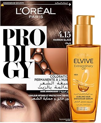 L'Oréal Paris Prodigy Coloring 4.15 Dark chestnut and Elsève 100 ml extraordinary oil.. DIAYTAR Nigeria — the online store where variety meets value.
