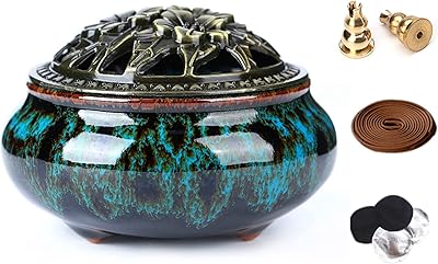 Lamdon ceramic incense burner with incense stroke + insulating use for incense or scrolls and sage and incense cones (Vampy blue).. Nigeria’s trusted store online — DIAYTAR Nigeria never disappoints.