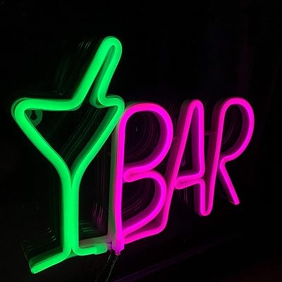 Brand of green and pink cocktail glass bar neon, luminous message, LED panel powered by USB, 37.0 x 10.2 x 1 inch, aesthetic wall decoration for bar, sign, bistro, feast, man cave, house, basement (abarluf).. DIAYTAR NIGERIA connects Nigerians with quality products at affordable prices, delivered in 5-8 days nationwide.