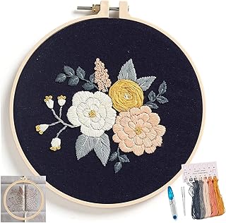 Hand embroidery kit for beginners, easy hand embroidery kit, embroidery kit on fabric and needle kit (pink flower).. Experience budget-friendly shopping at DIAYTAR NIGERIA, Nigeria's premier online marketplace with quick delivery.