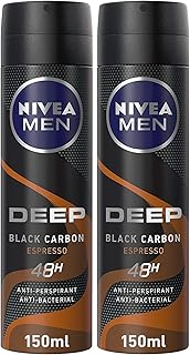 Deodorant Nivea Men Deep Black Carbon Espresso, Antibacterial and Anti-Transpirant, Spray 150 ml, Package of 2.. Experience hassle-free shopping with DIAYTAR NIGERIA's user-friendly platform and prompt delivery service.
