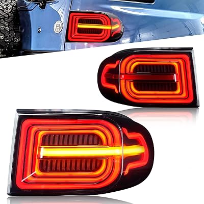 Set of archaic rear lights for Toyota Fj Cruiser 2007-2021, LED rear lights with sequential rotation, dynamic rear light, plug & play, smoked, pair.. One platform, endless products — welcome to DIAYTAR Nigeria.