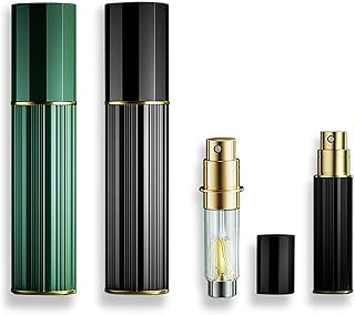 Travel perfume charging bottle, 5 ml perfume atomizer, aluminum background recharge (black + green).. With DIAYTAR Nigeria, shopping online is easy, affordable, and fast.