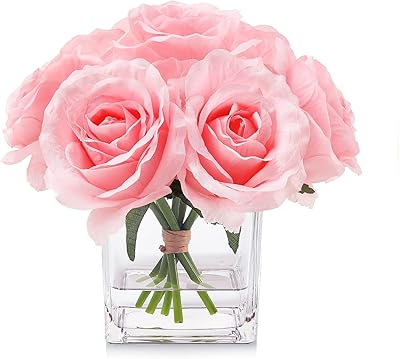 Robestory pink artificial flowers 7 large stems in a vase, artificial pink with artificial flowers in a vase for the decoration of the house and the wedding table (pink).. From household needs to gadgets, DIAYTAR Nigeria has it all.