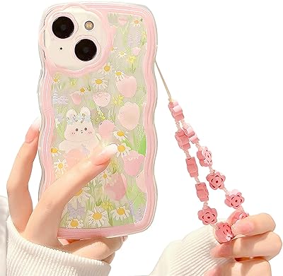 Nitetop Complete Protective Cock in flexible TPU With Pretty Transparent cartoon rabbit pattern with heart -shaped embroidered bracelet for women and girls, compatible with iPhone 13, rabbit pattern.. DIAYTAR NIGERIA delivers value, variety, and convenience with our nationwide 5-8 day shipping.