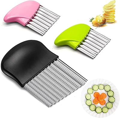 Amosed 3-piece amoseed wavy slicer knife, stainless steel wavy slicer, fried cutting, vegetables, potatoes, cucumbers, carrots.. Discover the joy of online shopping with DIAYTAR NIGERIA's budget-friendly prices and reliable shipping.