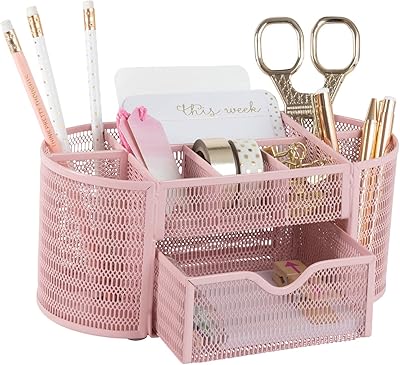 Pink office organizer - Desktop accessories for girls - Robust metal frame - Desktop supplies for home or office - Pink office organizer - Light pink office accessories.. Experience retail therapy without the financial stress at DIAYTAR NIGERIA's affordable e-commerce platform.