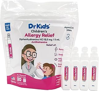 Dr. Kids relief of allergies for children with diphenhydramine, 20 pre-measurement bottles for single use, mixed colors.. Your digital shopping ally, DIAYTAR NIGERIA offers extensive selection with budget-friendly delivery.