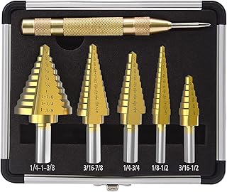 Part of stored drill and unibit automatic central punch, set of titanium and cobalt staged drills, 5 HSS Cobalt Multiple HSE 50 sizes (1/8 '' -1 3/8 '') Set of quick steel forests for metal with aluminum case.. Shop from anywhere in Nigeria and receive your DIAYTAR purchases at affordable prices within a week.