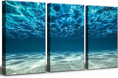 Wall art on canvas ocean blue with 3 panels for the living room, background images with sea view, wall decoration - home office decoration 12x16 inch.. DIAYTAR NIGERIA revolutionizes online retail with our vast selection and cost-effective delivery options.