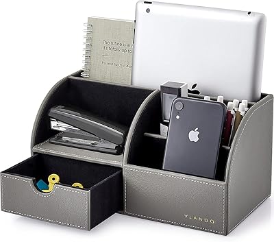 Flando office organizers with drawer, office supplies for the start of the school year with 5 office storage compartments with drawer organization section for home office accessories (gray).. From household needs to gadgets, DIAYTAR Nigeria has it all.